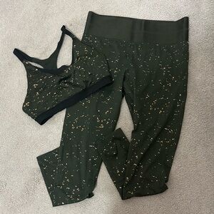 Champion Green and Gold Women's Pants & Sport Bra Set